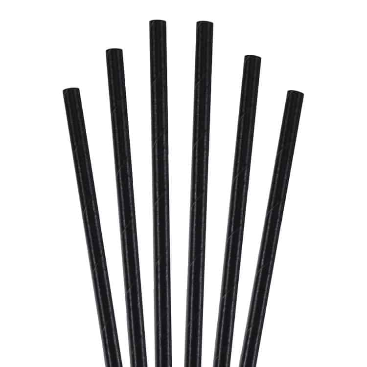 7.75" Standard Solid Black Paper Straw, Unwrapped