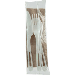 6” Wrapped Cutlery Kit - Fork, Knife, Spoon, Napkin