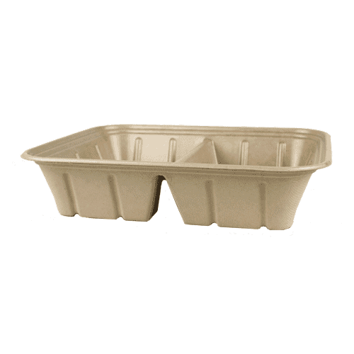 half size fiber catering pan with PLA lining 2 compartment 112 oz