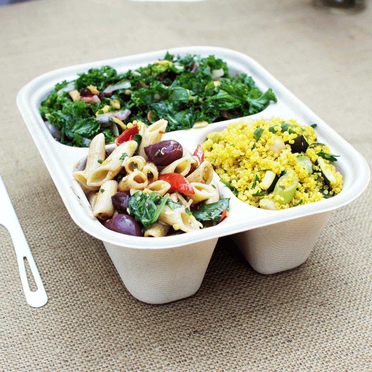 48 oz Fiber Food Container, 3-Compartment - Image 2