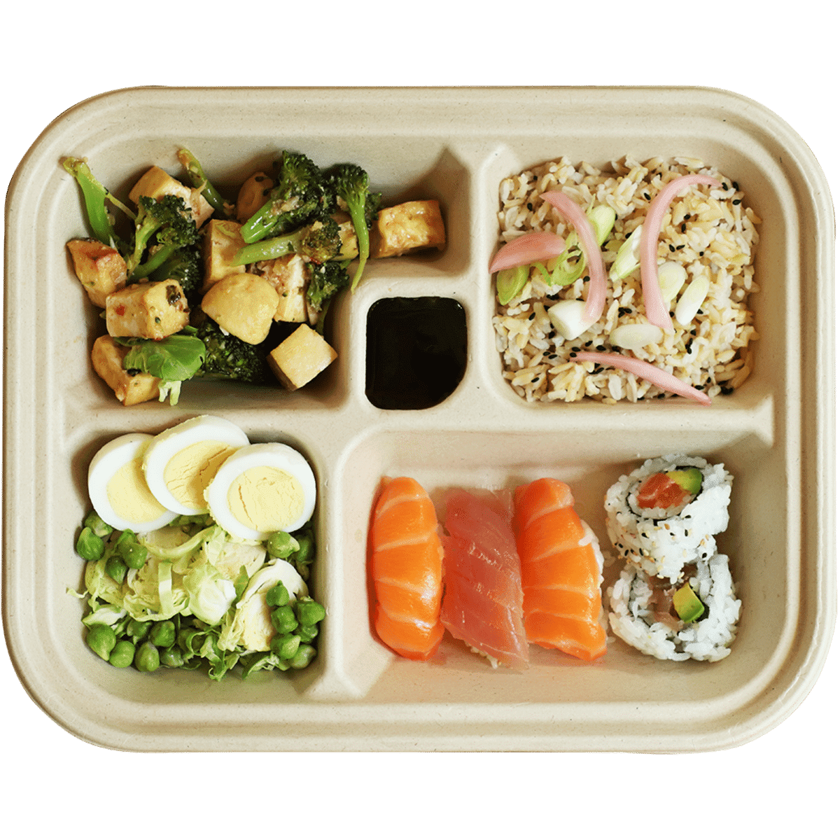 Fiber Bento Box, 5-Compartment (300/case)