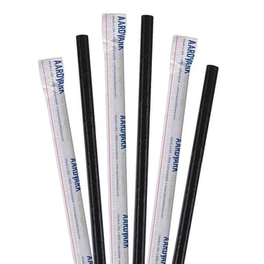 7.75" Standard Solid Black Paper Straw, Wrapped (3200/case)
