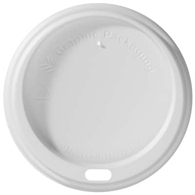 White Dome PS Lid - fits 10-16 oz Paper Hot Cups