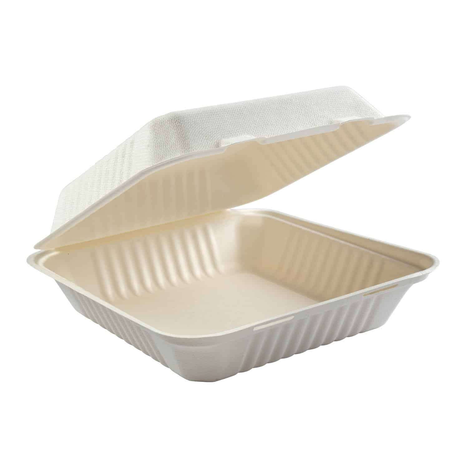 9" x 9" x 3" Fiber Clamshell, 1-Compartment