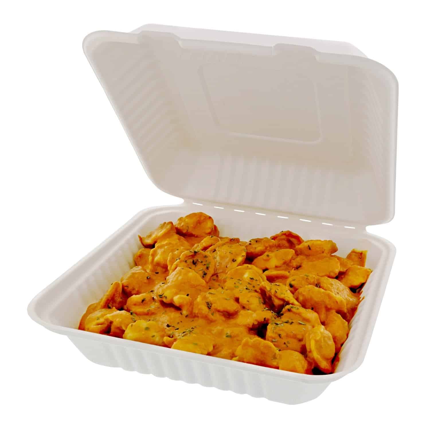 9" x 9" x 3" Fiber Clamshell, 1-Compartment - Image 4