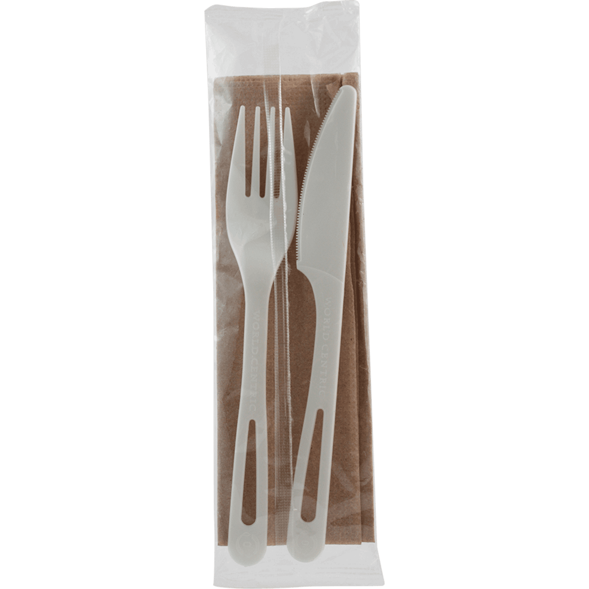 6" Compostable Cutlery Kit - Fork, Knife, Napkin