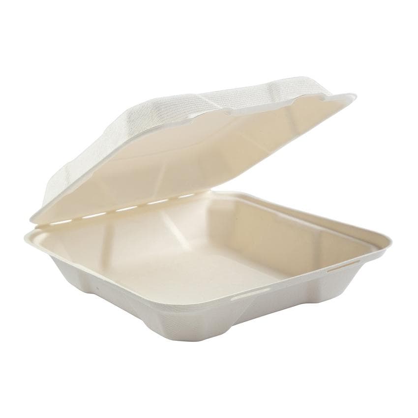 8" x 8" x 3" Fiber Hinged Container, 1-Compartment