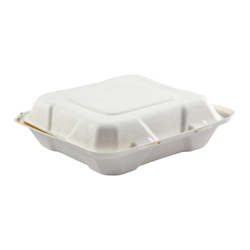 8" x 8" x 3" Fiber Clamshell, 1-Compartment (200/case)