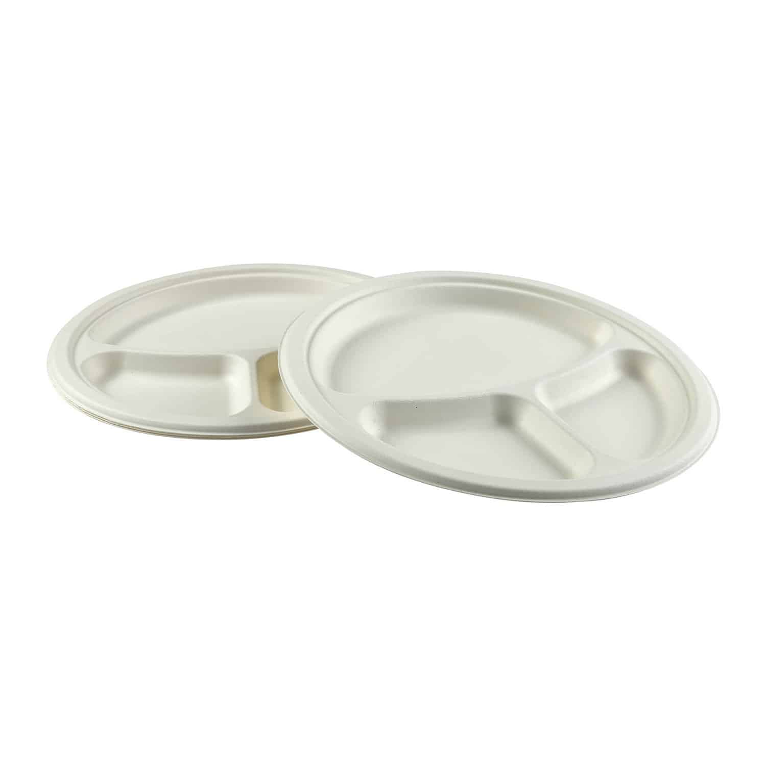 10" Round Fiber Plate, 3-Compartment - Image 4