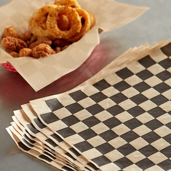 12x12" Grease Resistant Wrap and Liner, Natural Black Check (2000/case)