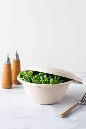 compostable fiber bowl and lid