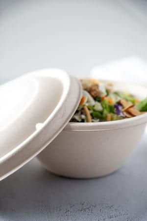 compostable fiber bowl and lid