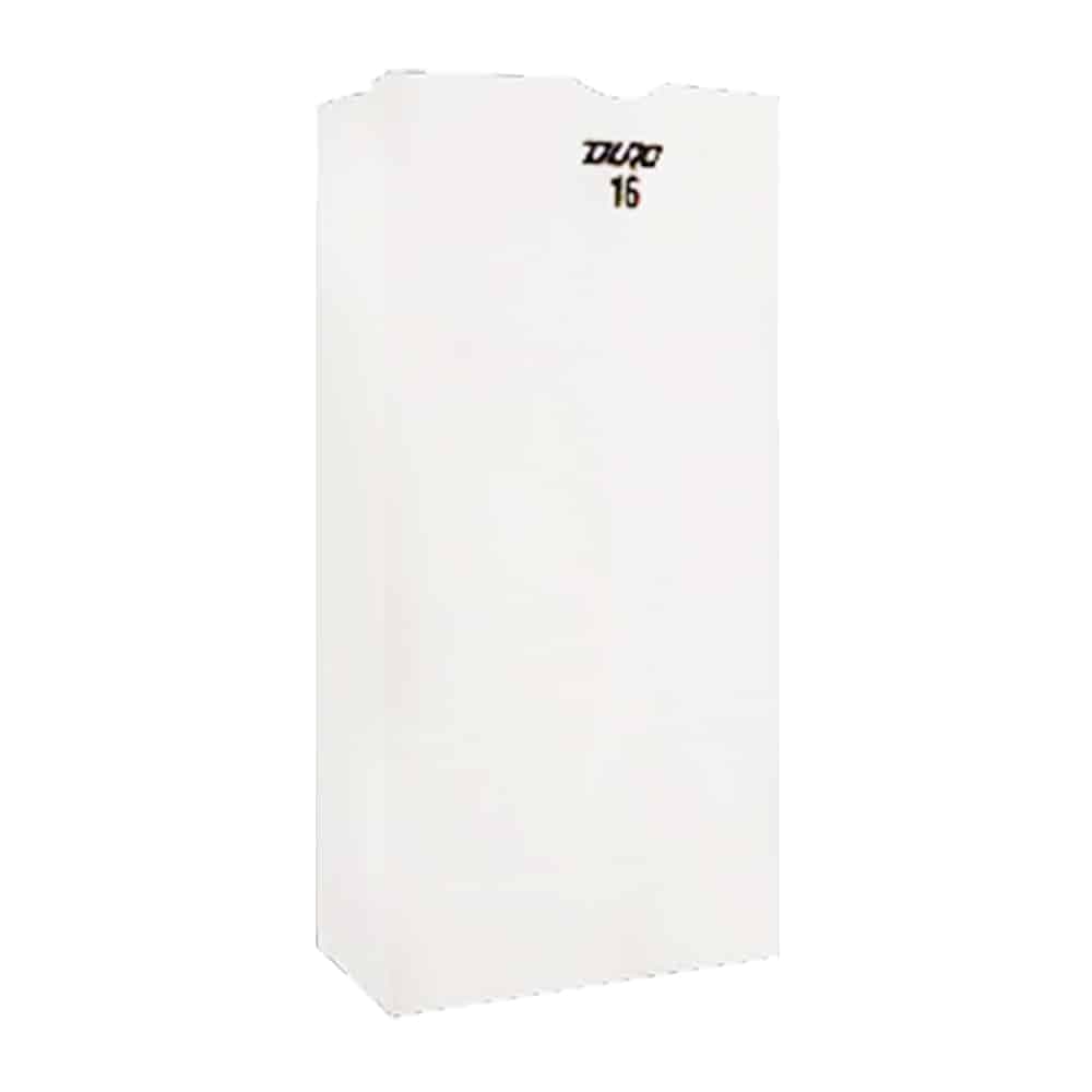 7 3/4" x 4 13/16" x 16" White Paper Bag