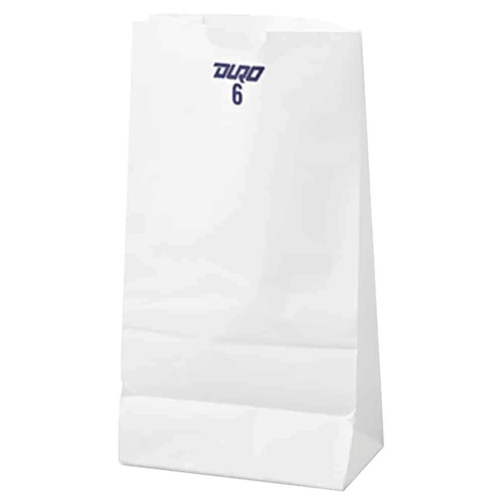 6" x 3 5/8" x 11" White Paper Bag