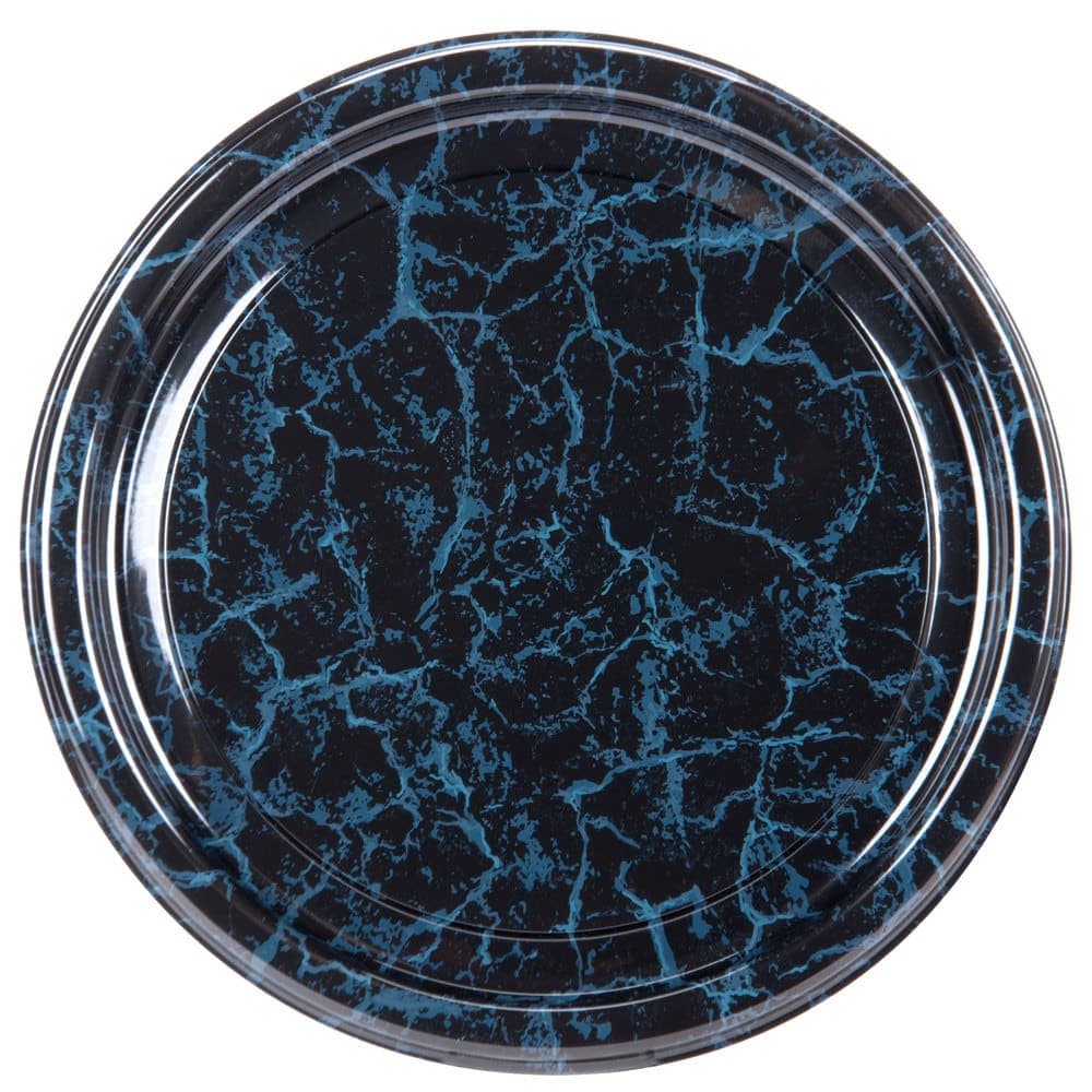 18" Round PET Platter, Black Marble