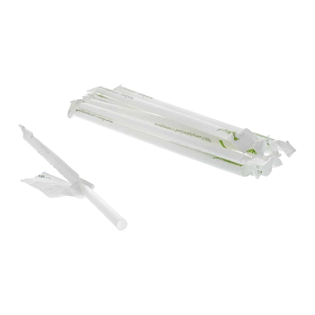 7.75" Clear PLA Straw, Wrapped