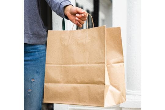 11" x 11" x 6" Kraft Paper Bag with Handles (250/case)