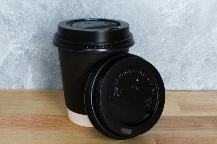 Black PS Lid - fits 8 oz Paper Hot Cup