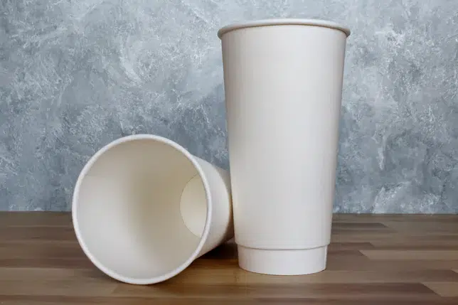 20 oz PE Lined Double Wall Paper Hot Cup, White - Image 2