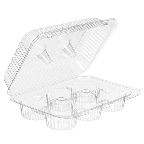 Inline SureLock Clear Hinged Plastic 6 Compartment Cupcake Container