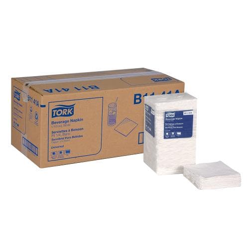 Tork B1141A 1-Ply White Beverage / Cocktail Napkin