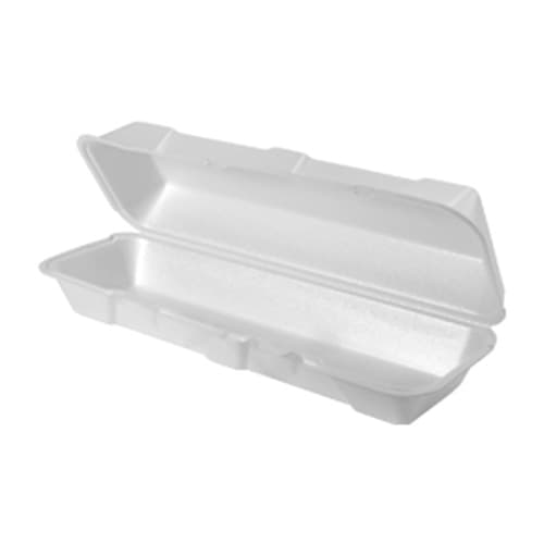 Genpak 26600 13" x 4 1/2" x 3" White Extra Large Hinged Lid Foam Hoagie / Sub Container
