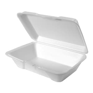 Genpak 20500 9 3/16" x 6 1/2" x 2 7/8" White Large Deep All Purpose Foam Hinged Lid Container