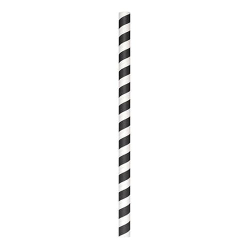 8.5" Black Striped Colossal Unwrapped Paper Straws - 1480 ct.