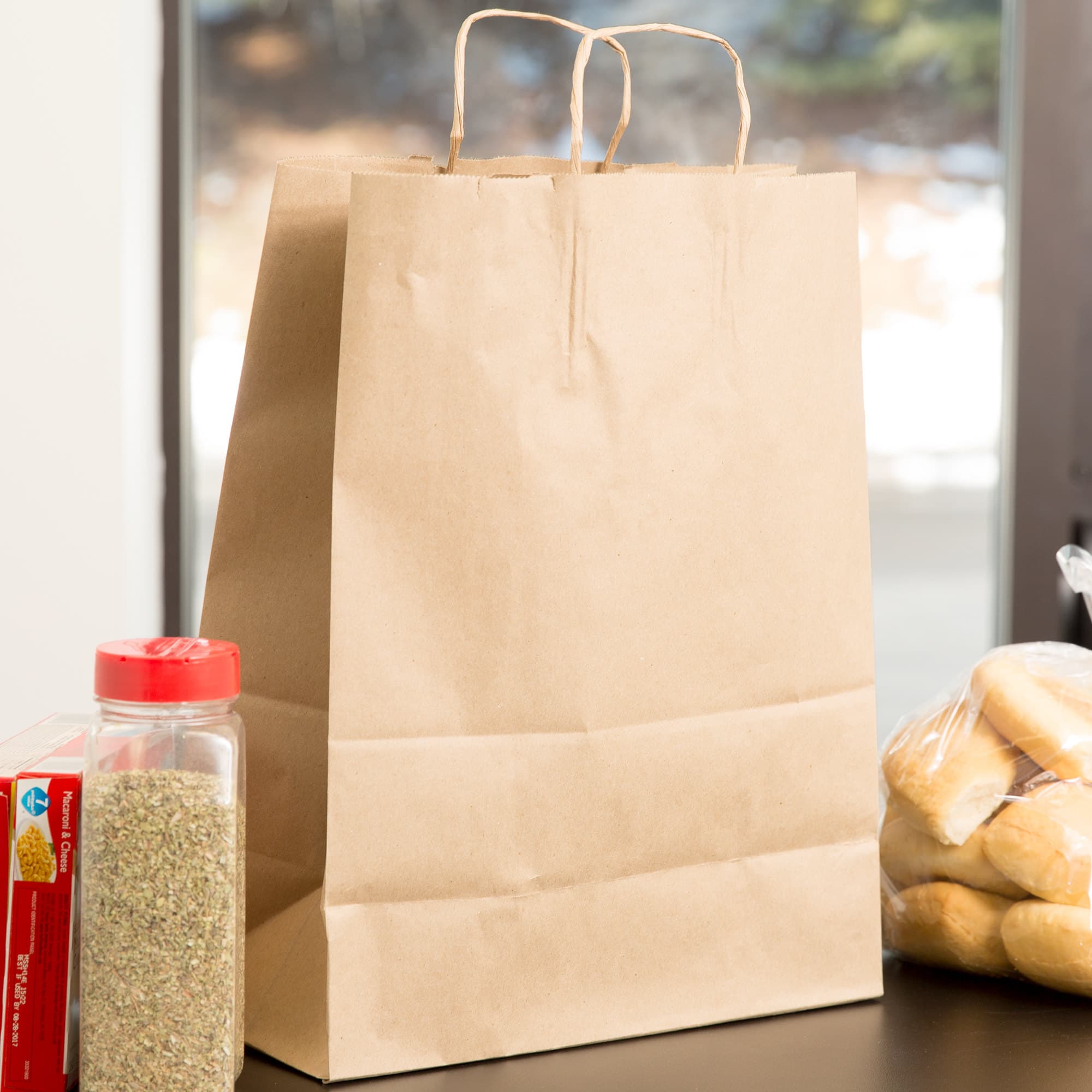 Senior Natural Kraft Paper Shopping Bag with Handles 13" x 6.7" x 17"