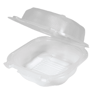Genpak Clover Clear 5.84” x 6.25” x 2.88" Large Hinged Sandwich Container