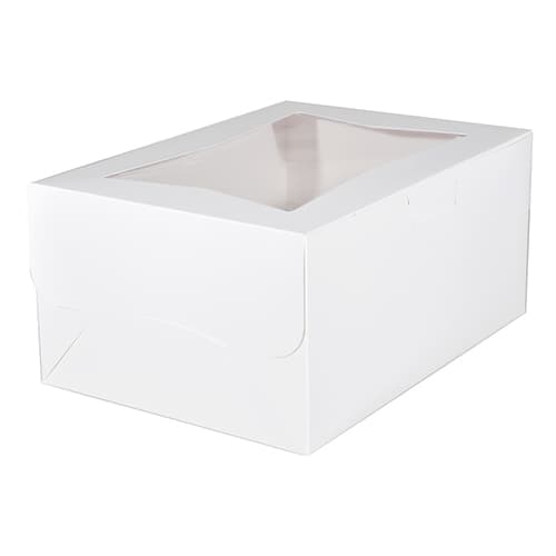 Southern Champion 14" x 10" x 6 1/2" White Quarter Sheet Window Cake / Bakery Box