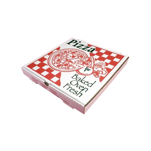 10" x 10" x 2" White "Baked Oven Fresh" Corrugated Pizza Box