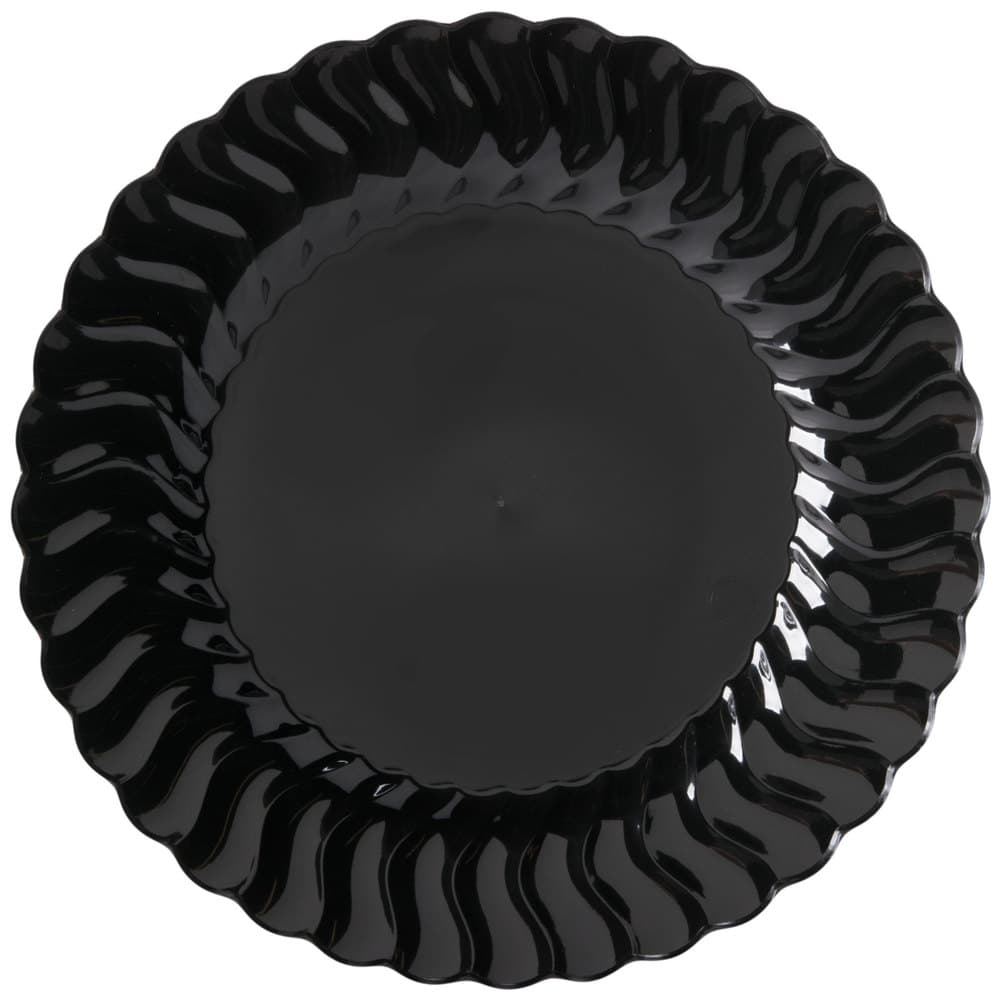 Fineline Flairware 207-BK 7.5" White Scalloped Edge Plastic Plate