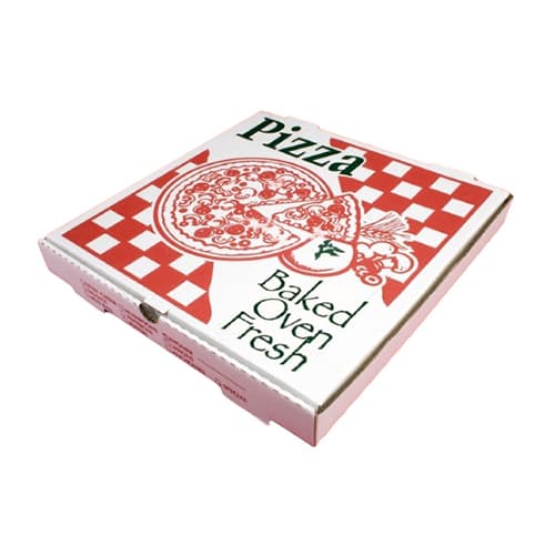 18" x 18" x 2" White "Baked Oven Fresh" Corrugated Pizza Box