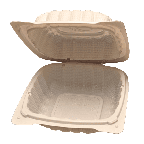 KPS 6" x 6" Microwavable MFPP White 1-Compartment Hinged Container