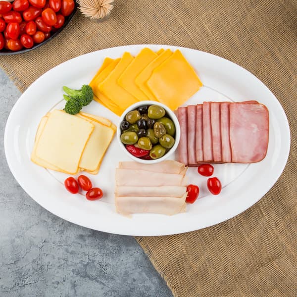 Fineline 484.WH Innovative Caterware 21" x 14" White Plastic Oval Cater Tray