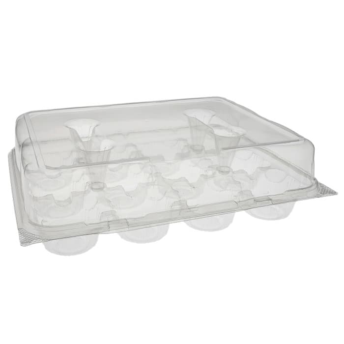 Pactiv 12 Compartment Clear Hinged RPET Cupcake Take Out Container