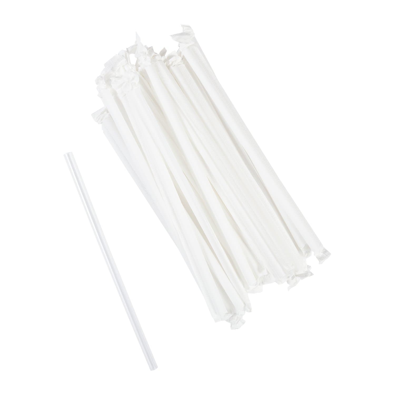 AmerCare Royal 7.75", Giant Clear Wrapped Plastic Straw
