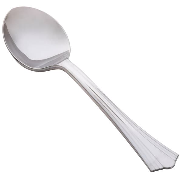 WNA Comet 640155 Reflections 5 3/4" Stainless Steel Look Heavy Weight Plastic Soup Spoon