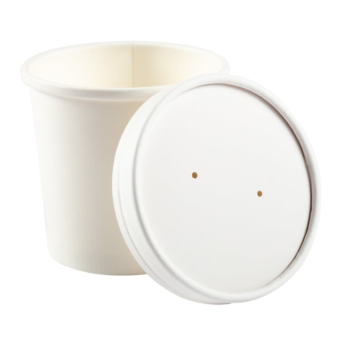 AmerCare Royal 12 oz. Poly-Coated White Paper Food Container with Vented Paper Lid