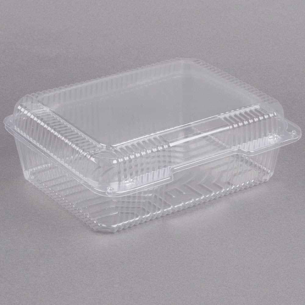 Dart StayLock Clear Hinged Plastic 10 1/2" Deep Base Oblong Container
