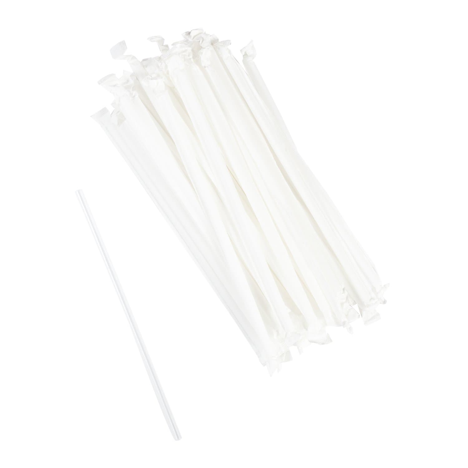 AmerCare Royal 7.75" Jumbo Clear Paper Wrapped Plastic Straw