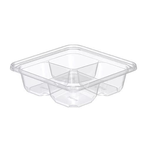 Dart TamperGuard 4-Compartment Shallow Snack Box