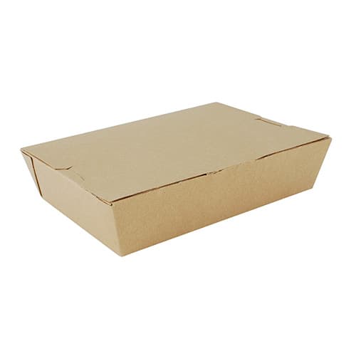 Southern Champion 7 3/4" x 5 1/2" x 1 7/8" Kraft Microwavable Folded Paper #2 Take-Out Container