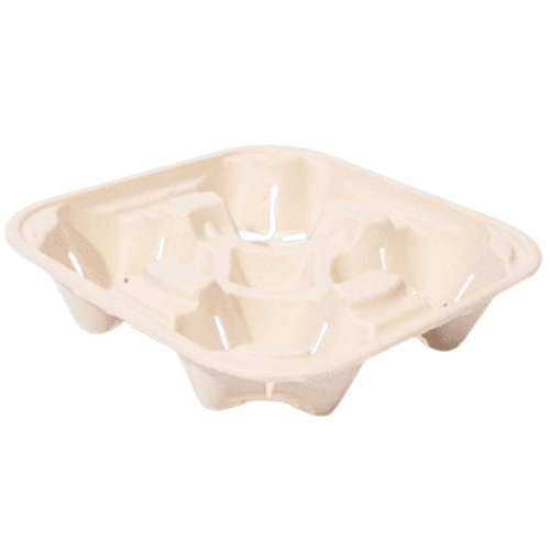 Better Earth® Bagasse 4-Cup Drink Carrier Tray/Holder for Cold or Hot Drinks, Compostable