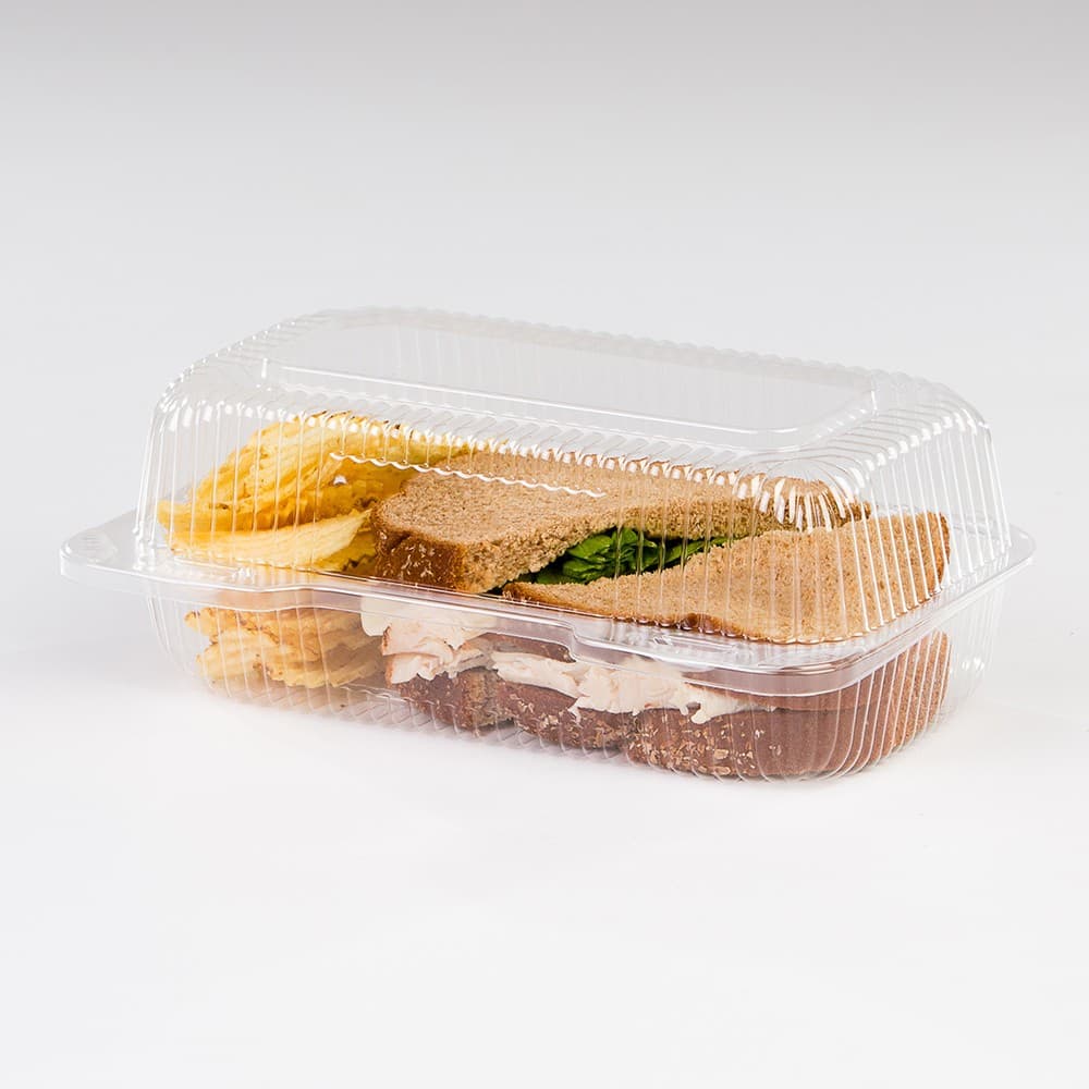 Detroit Forming LBH-523 Clear OPS Plastic Hinged Locking Lid Food Container