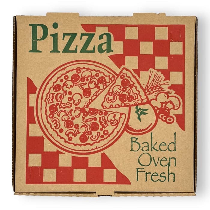 12" x 12" Kraft "Baked Oven Fresh" Pizza Box