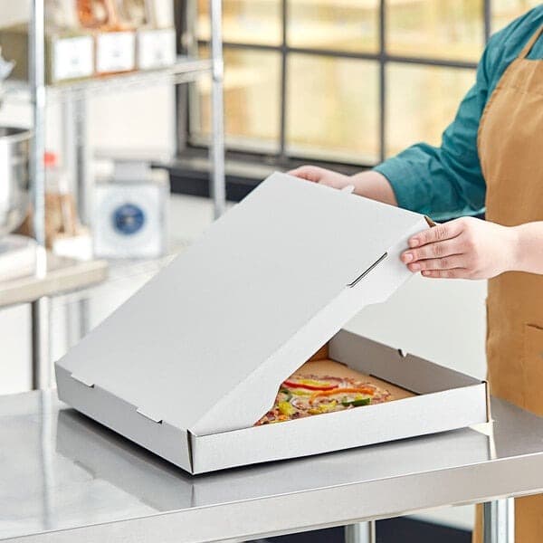 16" x 16" x 2" White Corrugated Plain Pizza Box