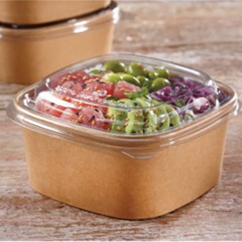 Sabert Clear PET Lid for 12, 16 oz. Paper Square Bowl