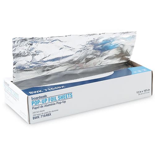 Boardwalk®Standard Duty Aluminum Foil Pop-Up Sheets, 12 x 10.75, 200 Sheets/Box, 12 Boxes/